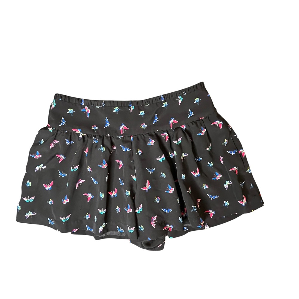 Express Skort‎ Sz 2 Black Butterfly Print Mini Pockets Y2K Whimsigoth Fairycore